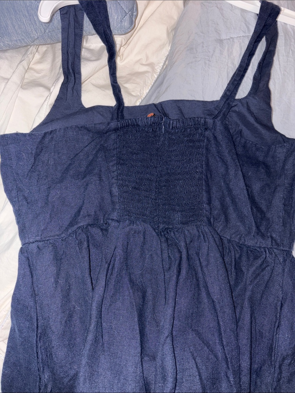 Quince dress Linen fit and Flare Navy Sleeveless Midi Dress large EUC - Picture 13 of 15